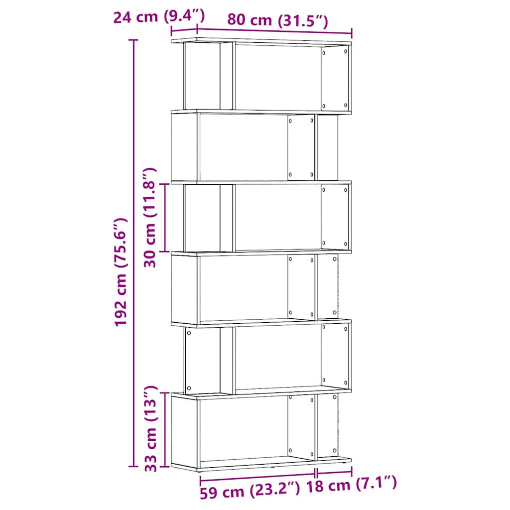 Book Cabinet Artisan Oak 80x24x192 cm Engineered Wood